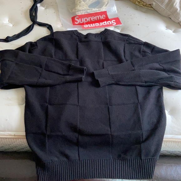 Supreme Tonal Checkerboard Small Box Sweater Black